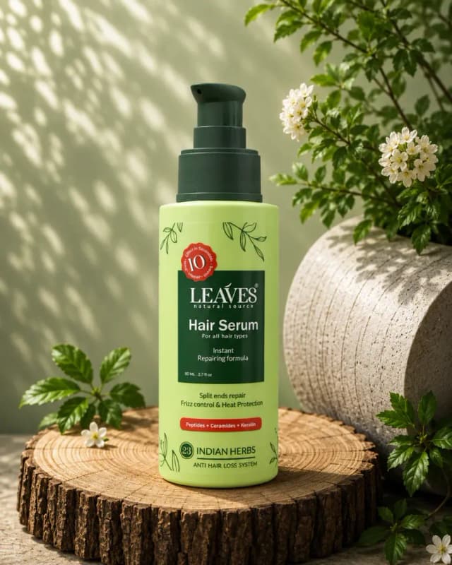 Leaves Hair Serum – Instant Repair & Frizz Control in 10 Seconds