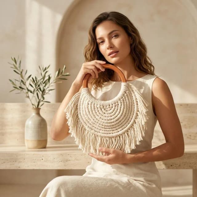 Luna Fringe Macramé Handbag
